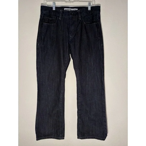 Express Rocco Mens Jeans 32x30 Dark Wash Slim Fit Boot Cut - Picture 1 of 8